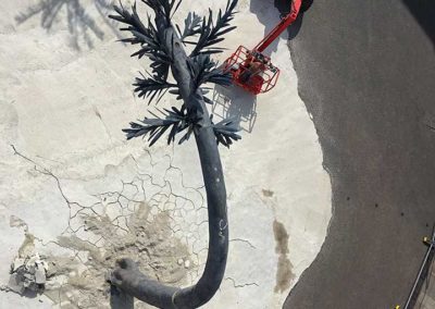 Création d’arbres fossilisés en béton sculpté pour l’artiste Laurent PERNOT